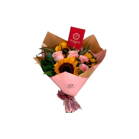 Ramo de 6 Rosas y 3 Girasoles