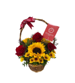 CANASTA DE 3 ROSAS Y 3 GIRASOLES