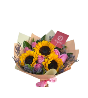 RAMO DE 3 GIRASOLES Y 6 ROSAS