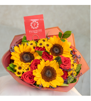 RAMO DE 3 GIRASOLES Y 6 ROSAS